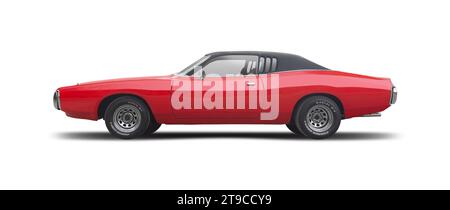 Dodge Charger classic car side view isolated on white background Stock Photo