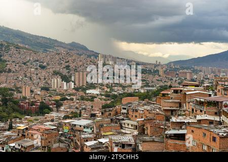 Medellin Skyline From La Comuna 13 Stock Photo