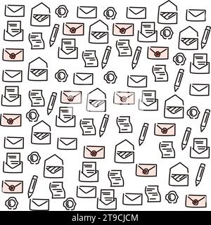 Message and letters sketches Hand drawn background Vector Stock Vector