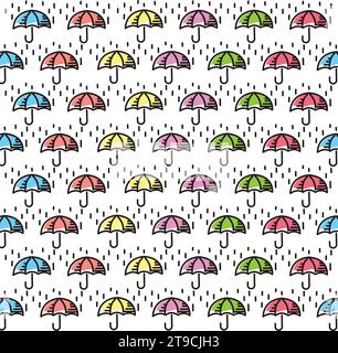 Colored umbrellas hand drawn background Vector Stock Vector