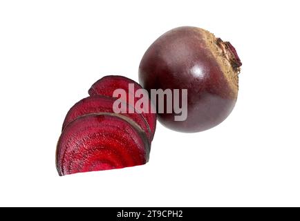 Beet whole and Beetroot slices isolated on white background. Stock Photo