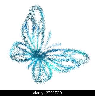 Butterfly vector illustration. Picture with glow lines and dots. Objects on white background. hand drawing. Not AI, Vector illustration Stock Vector