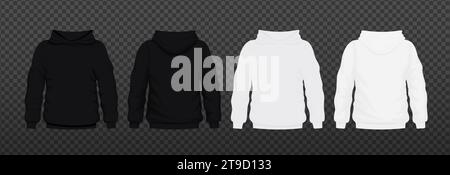 Hoodie White and black template. Hoody mockup blank Stock Vector