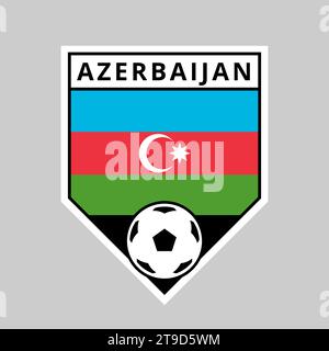 Illustration of Angled Shield Team Badge of Azerbaijan for Football Tournament Stock Vector