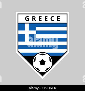 Illustration of Angled Shield Team Badge of Greece for Football Tournament Stock Vector