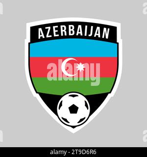 Illustration of Shield Team Badge of Azerbaijan for Football Tournament Stock Vector
