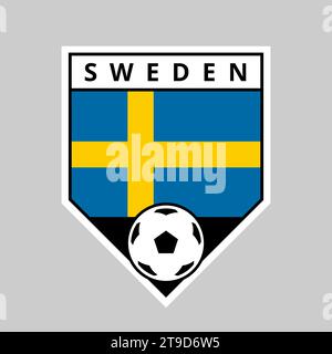 Illustration of Angled Shield Team Badge of Sweden for Football Tournament Stock Vector