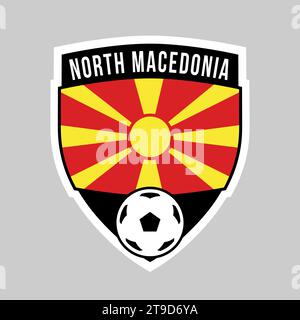 Illustration of Shield Team Badge of North Macedonia for Football Tournament Stock Vector