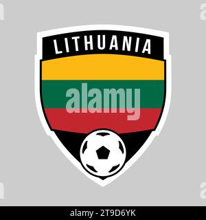 Illustration of Shield Team Badge of Lithuania for Football Tournament Stock Vector