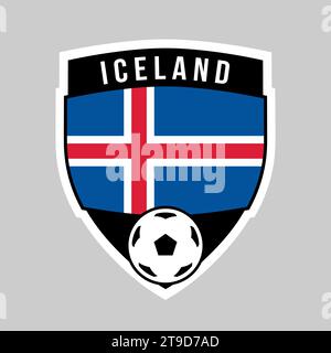 Illustration of Shield Team Badge of Iceland for Football Tournament Stock Vector