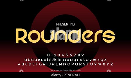 Modern Abstract Rounders Font Design for English Alphabet with Letters and Numbers Stock Vector