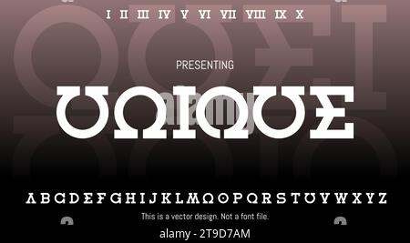 Modern Abstract Unique Font Design for English Alphabet with Letters and Numbers Stock Vector
