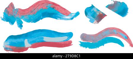 Set of brush strokes. Abstract flowing brush stroke with acrylic paint. Colorful brush strokes. Hand drawn brush texture and paint with cheerful color Stock Vector