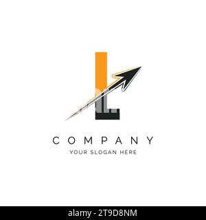 L Letter with Arrow Logo Template Illustration. L Alphabet Concept Design Modern Vector Monogram Icon Stock Vector