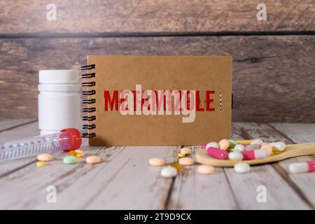 Blackboard with the chemical formula of Metamizole. Stock Photo