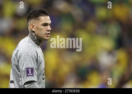 Brazil goalkeeper Ederson during the FIFA World Cup Group G match at the  Lusail Stadium in Lusail, Qatar. Picture date: Friday December 2, 2022  Stock Photo - Alamy