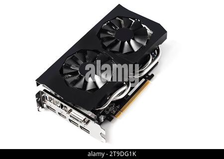 Modern GPU - Video Card with two fans isolated on white background Stock Photo