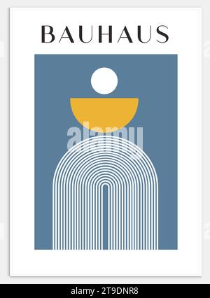 Contains Abstract Art Set in bauhaus style, Decorative Modern Art, Vector illustration poster. Prints, Gallery Wall Art Set, Stock Vector