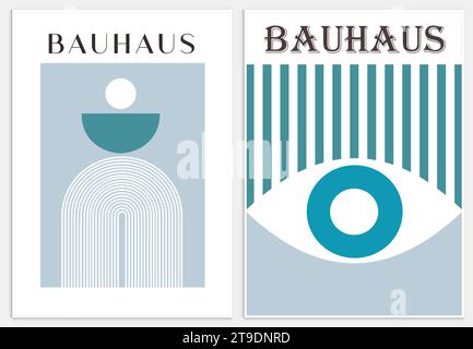 Contains Abstract Art Set in bauhaus style, Decorative Modern Art, Vector illustration poster. Prints, Gallery Wall Art Set, Stock Vector