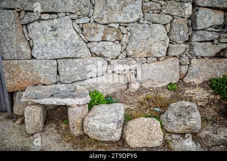 Old stone walls with grey textur photos taken in the mountains of Fiais da Beira - Coimbra District Portugal Stock Photo