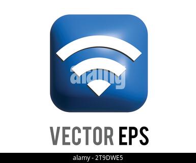 Gradient blue internet wireless WIFI button square 3D icon Stock Vector