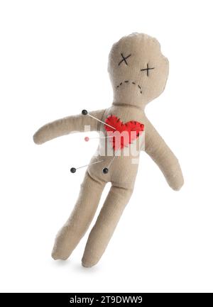 Voodoo doll with pins isolated on white Stock Photo - Alamy