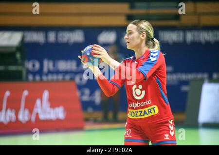 Santander, Spain. 24th Nov, 2023. Serbian player, Jovana Jovoviä (22) with the ball during the 1st Matchday of the 2023 Spain Women's International Tournament between Argentina and Serbia, on November 24, 2023, at the Palacio de Deportes Santander, in Santander, Spain. (Photo by Alberto Brevers/Pacific Press) Credit: Pacific Press Media Production Corp./Alamy Live News Stock Photo