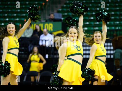 Ferrell Center Waco, Texas, USA. 22nd Nov, 2023. Baylor cheerleaders during the NCAA Volleyball match between Houston Cougars and the Baylor Bears at Ferrell Center Waco, Texas. Matthew Lynch/CSM/Alamy Live News Stock Photo