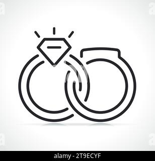Illustration of wedding rings outline icon isolated Stock Vector