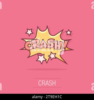 Vector cartoon crash comic sound effects icon in comic style. Sound bubble speech sign illustration pictogram. Crash business splash effect concept. Stock Vector