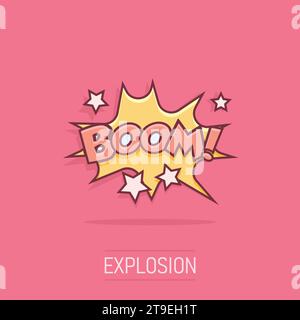 Vector cartoon boom comic sound effects icon in comic style. Sound bubble speech sign illustration pictogram. Boom business splash effect concept. Stock Vector