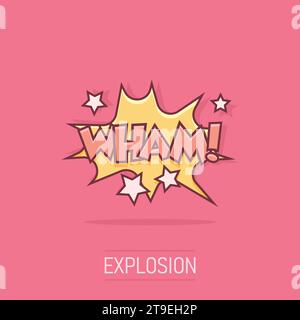 Vector cartoon wham comic sound effects icon in comic style. Sound bubble speech sign illustration pictogram. Wham business splash effect concept. Stock Vector