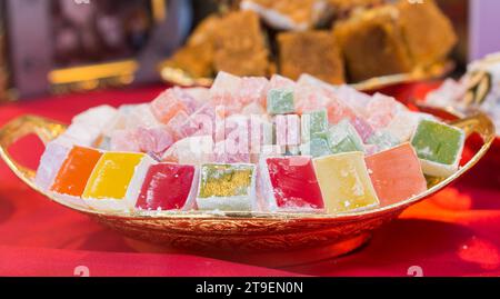 Load of traditional turkish delight lokum candy Stock Photo