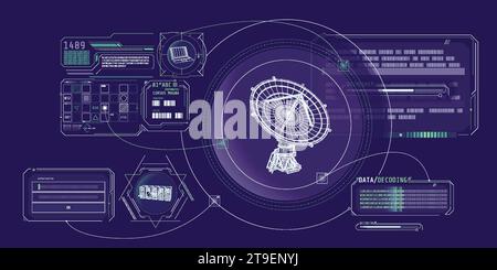 HUD interface for processing and storing radio telescope data. Stock Vector