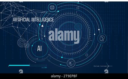 Artificial intelligence computing technology is used to create virtual infographics. Stock Vector
