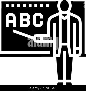 alphabet learning primary school glyph icon vector illustration Stock Vector