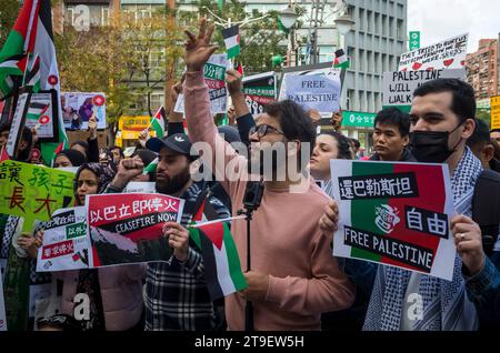 Demonstration Urging Taiwanese Government for Diplomatic Action in Palestinian-Israeli Conflict during a protest in Taipei, Taiwan on 25/11/2023 Protestors call immediate ceasefire and the cessation of Israels illegal occupation and apartheid practices The gathering underscores the urgency for action and the international community's responsibility in the face of the ongoing Palestinian plight. Banners and slogans 'Taiwan Can Help Palestine', Ceasefire Now and Free Palestine reflect solidarity and a call for global accountability. by Wiktor Dabkowski Stock Photo