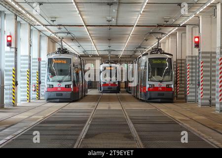 Wien, Straßenbahnremise Ottakring // Vienna, Tramway Depot Ottakring Stock Photo