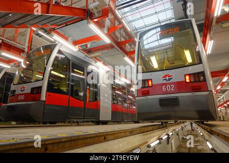 Wien, Straßenbahnremise Ottakring // Vienna, Tramway Depot Ottakring Stock Photo