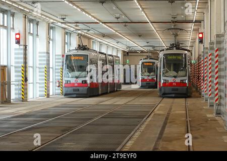 Wien, Straßenbahnremise Ottakring // Vienna, Tramway Depot Ottakring Stock Photo