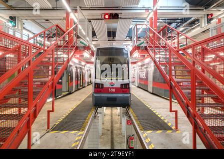 Wien, Straßenbahnremise Ottakring // Vienna, Tramway Depot Ottakring Stock Photo