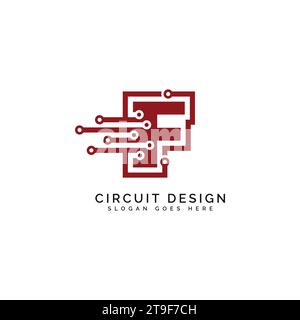 Letter F logo, Circuit shape symbol, Technology and digital abstract dot connection. Alphabet F tech logotype, design, internet, systems Stock Vector