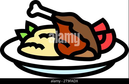 duck confit french cuisine color icon vector illustration Stock Vector