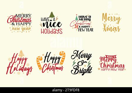 Christmas lettering badge on white background Stock Vector