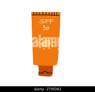 sunscreen cream spf 50 in orange color Stock Vector