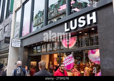 LONDON- NOVEMBER 23, 2023: Lush cosmetics rand beauty retail store