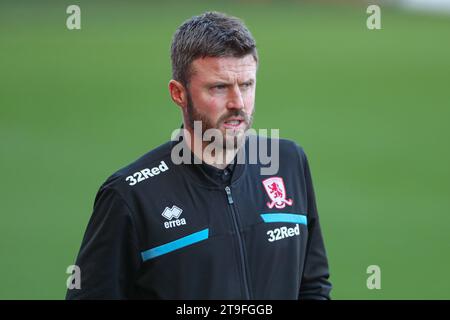 Middlesbrough head coach Michael Carrick applauds the travelling ...