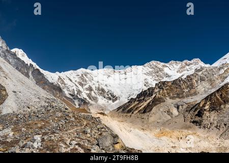 Himalayan Mountains View from Oktang of Kanchenjunga Base Camp South Trekking in Nepal Stock Photo