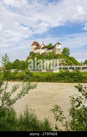 Castle of Burgdorf along the river Emme high on a hill entrance to Emmental, canton Bern in Switzerland Stock Photo