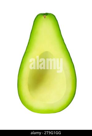 Avocado one cut, the middle without seed isolated on a white background with clipping path. Full depth of field. Stock Photo